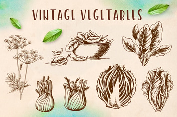 Set of Vintage Vegetables