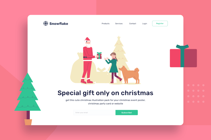 Santa claus with the gifts to kids Illustration