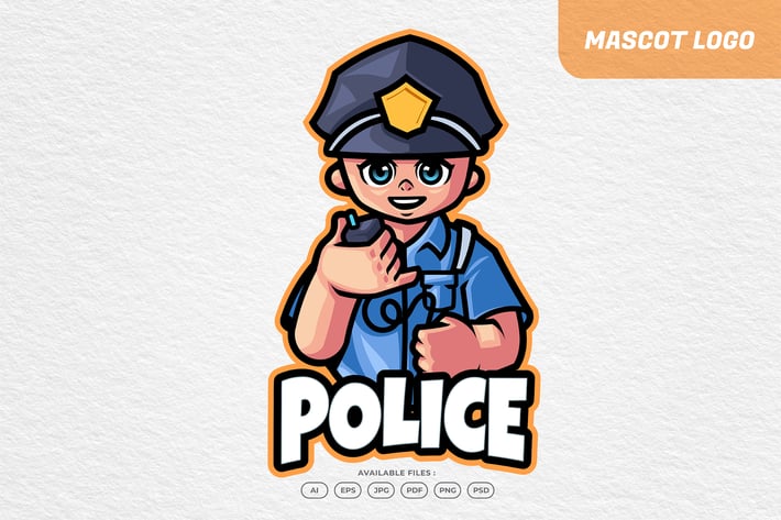 Cartoon Police Kid Logo