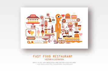 Fast Food Restaurant vector illustration 2 options