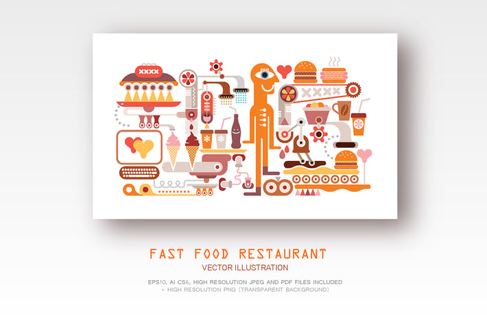 Fast Food Restaurant vector illustration 2 options