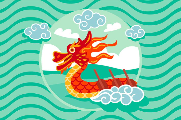 Flat Dragon Boat Background