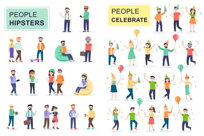 Hipsters and Party Flat People Characters