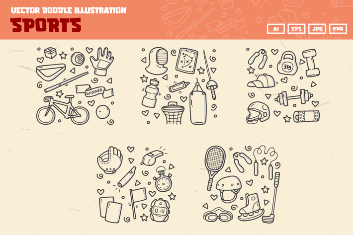 Sport doodle collection
