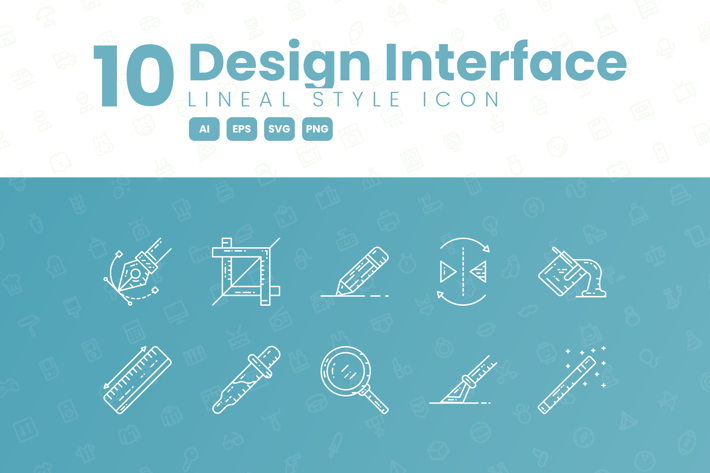 10 Design Interface Detailed Icon Collection