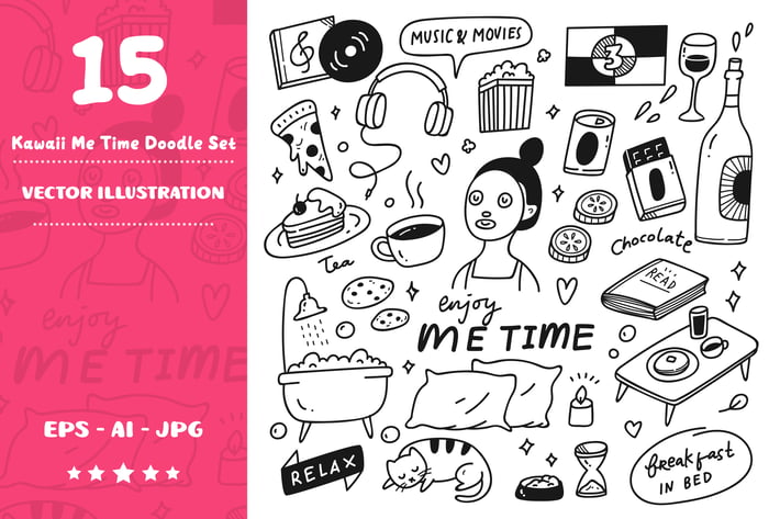 Kawaii Me Time Doodle Set
