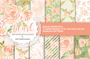 Rose Blush digital paper pack