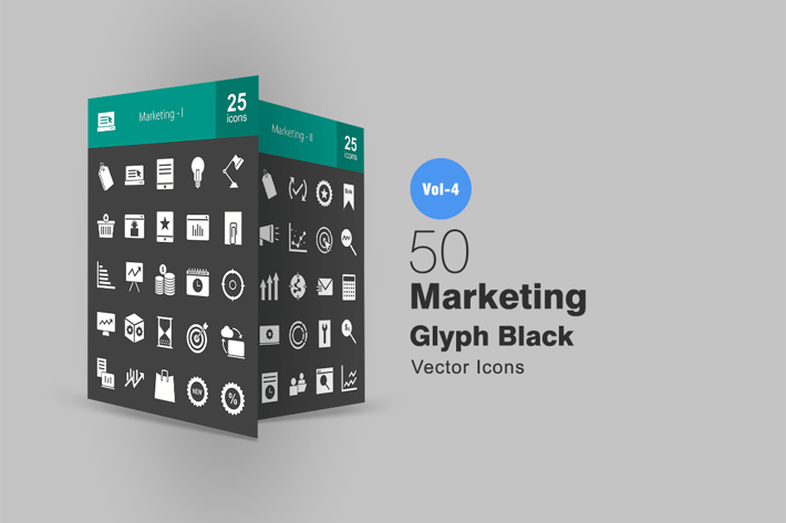 50 Marketing Glyph Inverted Icons