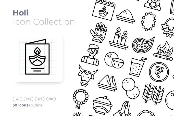 Holi Outline Icon