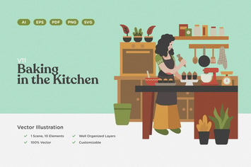 Baking in the Kitchen Illustration
