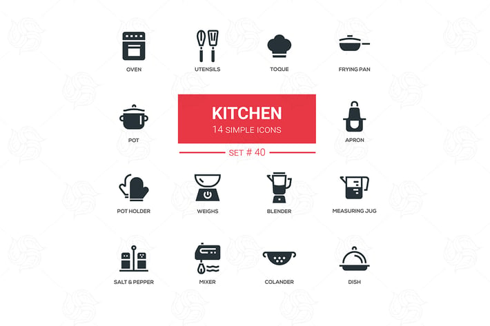 Kitchen utensils - flat design icons set