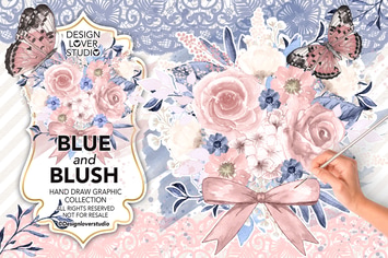 Watercolor BLUE and BLUSH design