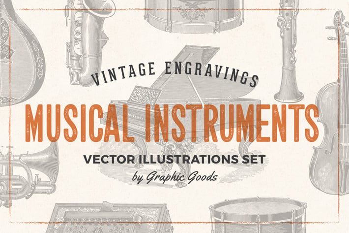 Musical Instruments - Engraving Illustration Set