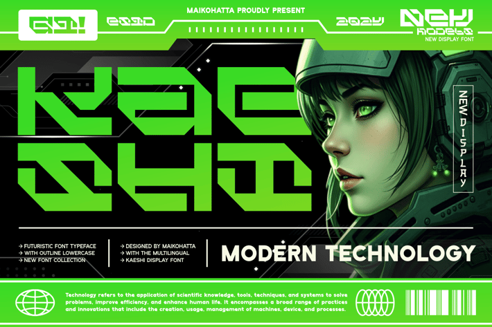 Kaeshi - Modern Techno Typeface