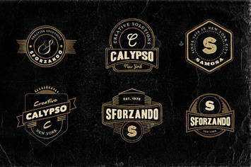 12 Hand Drawn Vintage Badges v.1