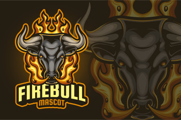 Fire Bull Mascot Logo