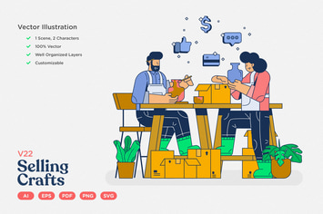 E-commerce Vector Illustration: Selling Crafts