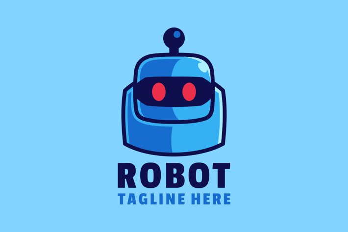 Blue Robot Head Logo Design