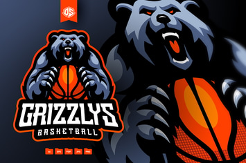 Grizzly Basketball Mascot Logo