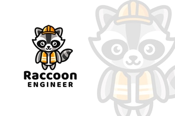 Raccoon Engineer Logo Template