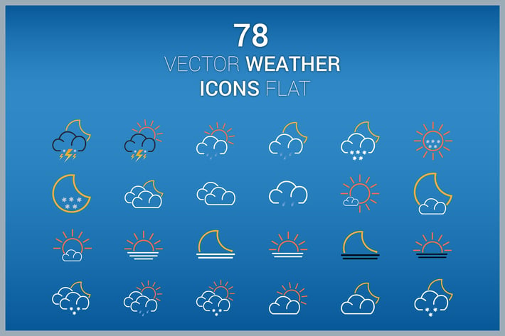 78 Vector Icons Weather Flat