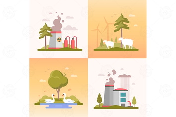Eco lifestyle - set of  flat design style banners