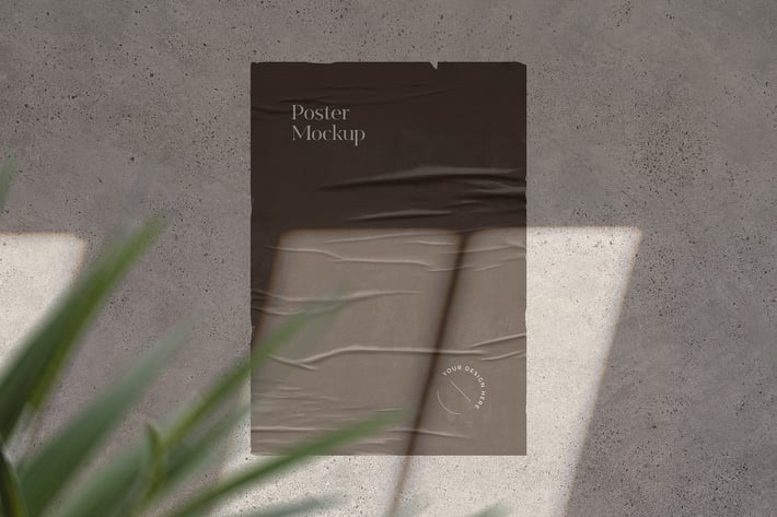 Worn Poster Mockup with Shadow Overlay