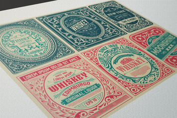 Set of 6 vintage labels  ready for packing