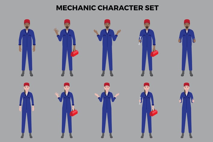Mechanic Character Set – Illustrations