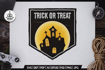 Trick or Treat Halloween Logo Retro Vector Badge