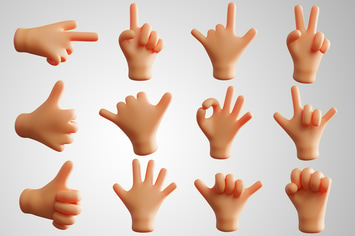 12 Hand Gesture Cute 3D Rendering Pack
