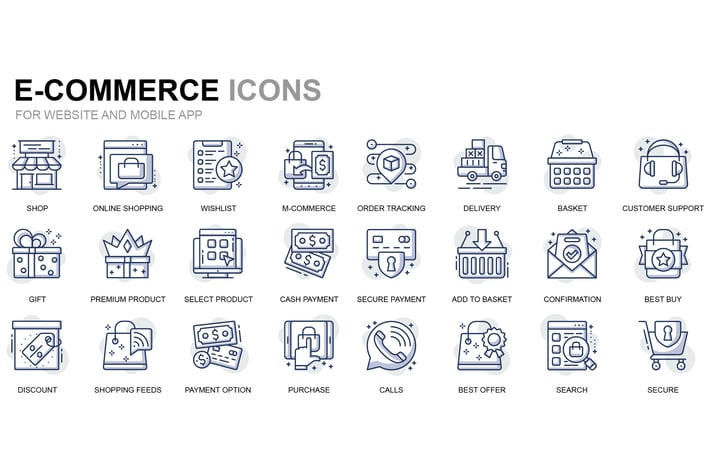 E-Commerce and Shopping Thin Line Icons
