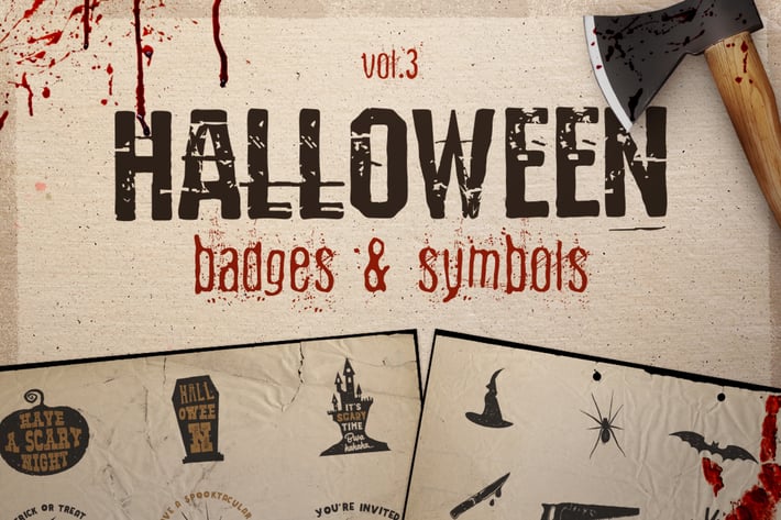 Halloween Badges / Retro Logos Set. Vol.3