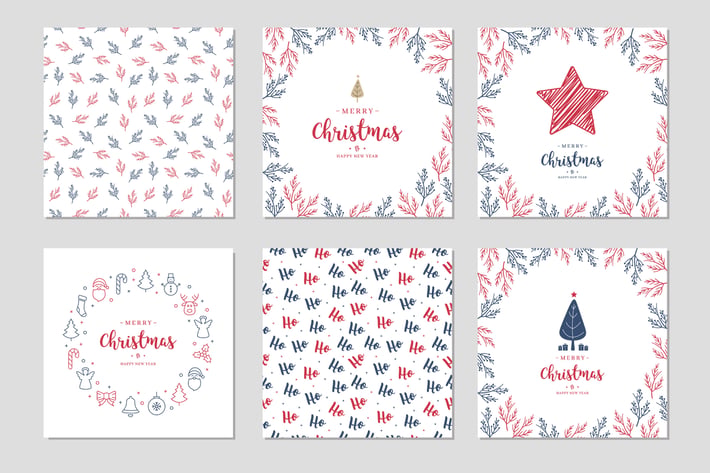 Christmas Card Set Vector vol.2
