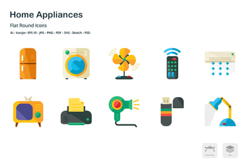 Home Appliances Flat Colored Icons