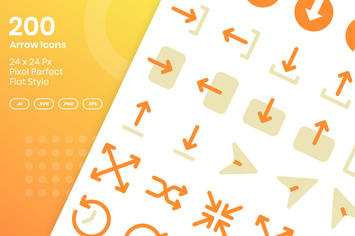 200 Arrow Icons Set - Flat
