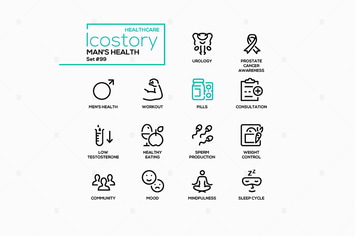 Man's health - line design style icons set