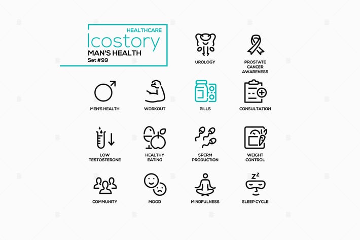 Man's health - line design style icons set