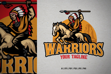 indian horse warrior logo template