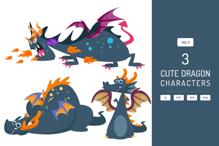 Cute Dragon Characters Vol.11