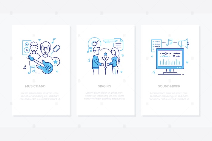 Recording studio - line design style banners