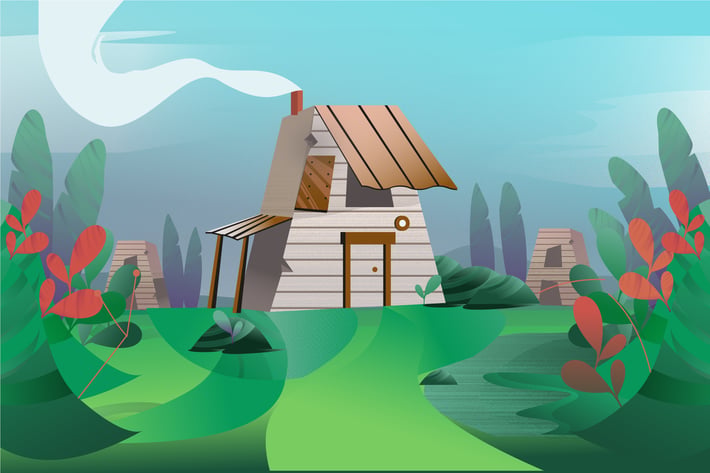 House On The Field - Illustration Background