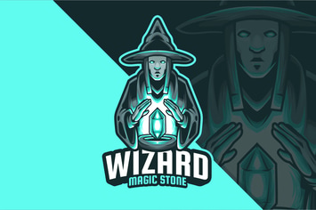 Wizard Magic Stone Mascot Logo