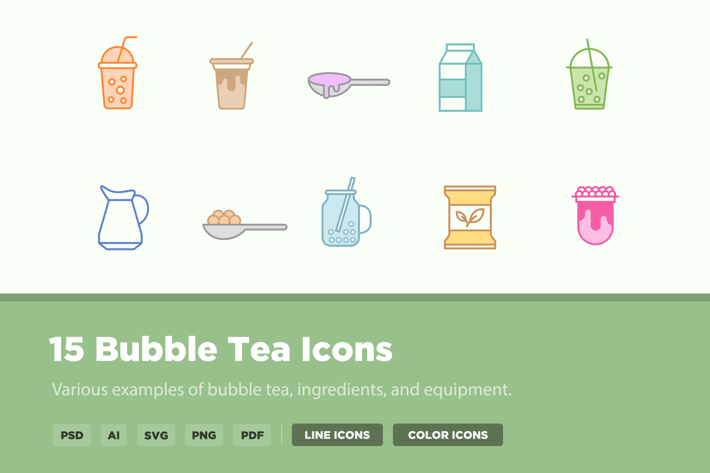 15 Bubble Tea Icons