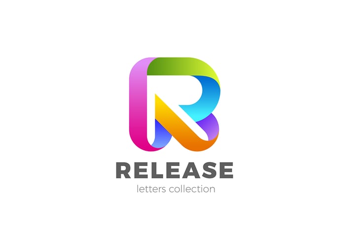 Letter R Logo design 3D Ribbon style