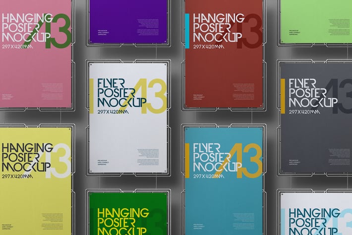 Hanging Mockup A3 Poster Metal Frame Set
