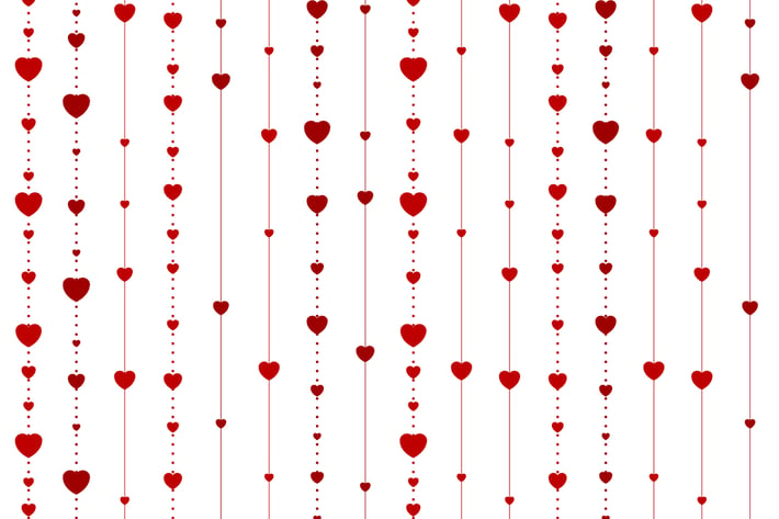 Red abstract hearts on white vector background