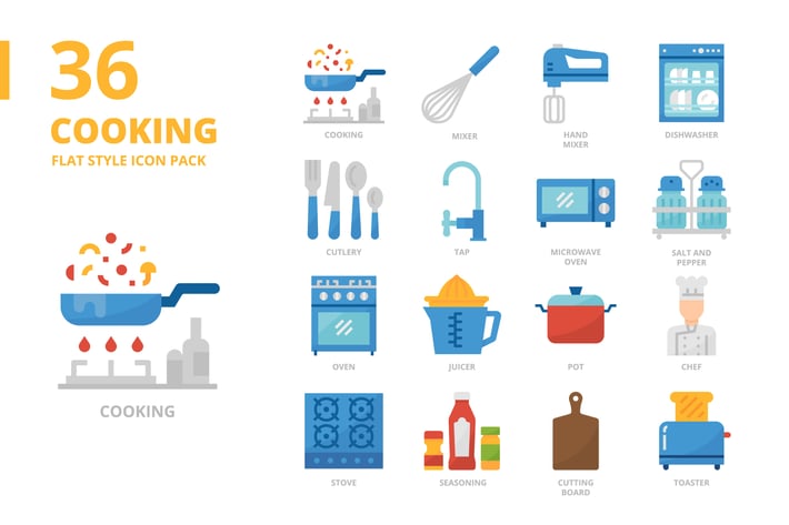 Cooking Flat Style Icon Set