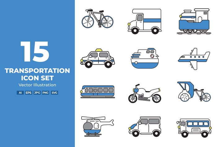 Transportation Icon Set Vector Illustration