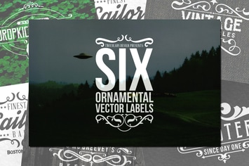 6 Ornamental Vector Labels